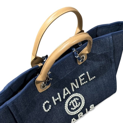 XL Denim Tan Pearl Logo Deauville Bag | VIP/GWP