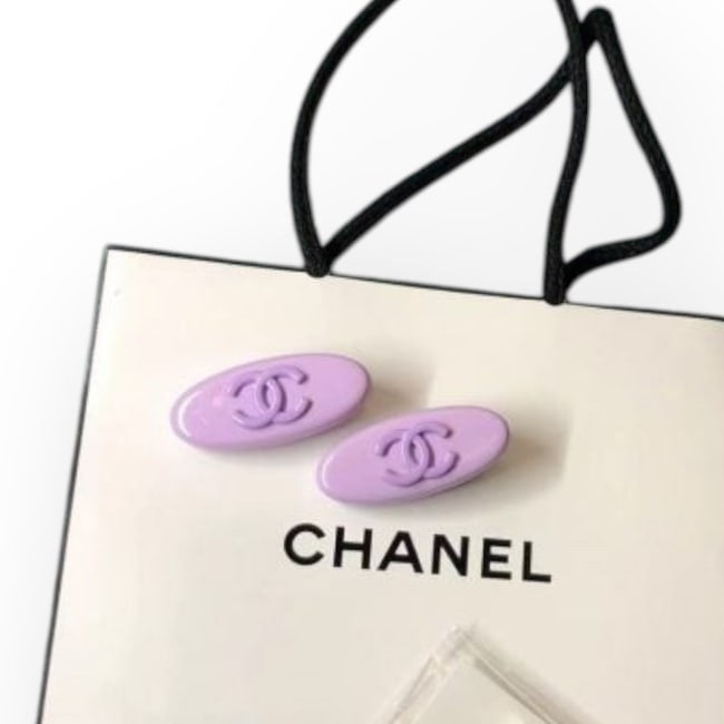 2Pc Purple Purple CC Logo Oval Hair Clips | Beaute