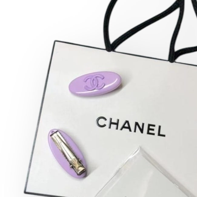 2Pc Purple Purple CC Logo Oval Hair Clips | Beaute