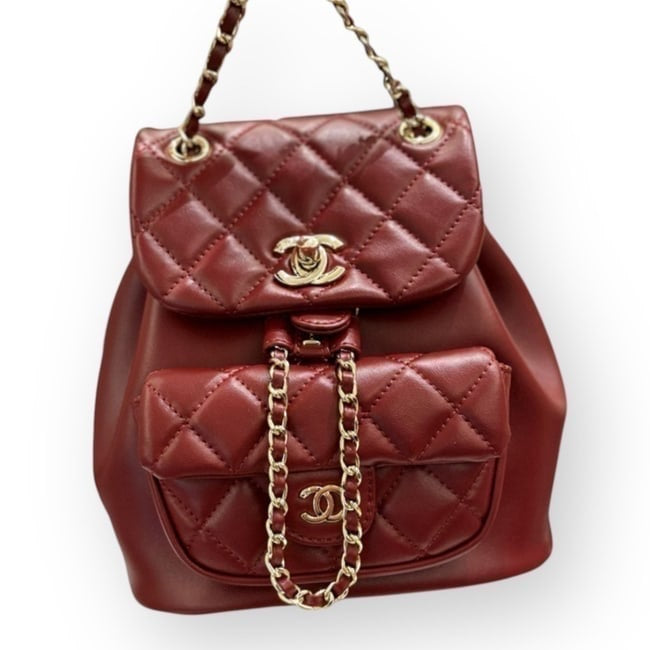 Deep Red Quilted Duma Backpack w/ Box | VIP/GWP