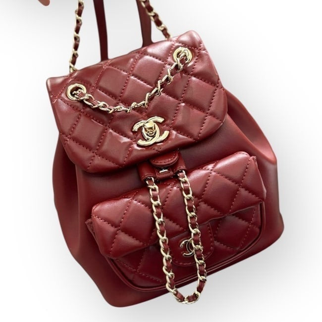 Deep Red Quilted Duma Backpack w/ Box | VIP/GWP