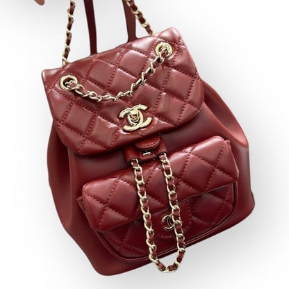 Deep Red Quilted Duma Backpack w/ Box | VIP/GWP