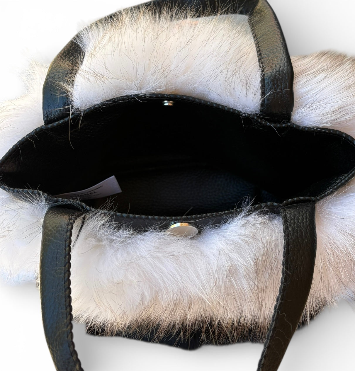 Black Faux Fur Tote With Pearl Detail | VIP/GWP