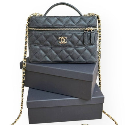 Black Gold Quilted Front Logo Long Vanity | VIP/GWP