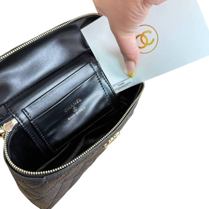 Black Gold Quilted Front Logo Long Vanity | VIP/GWP