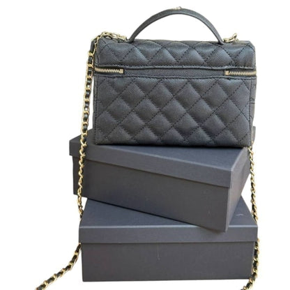 Black Gold Quilted Front Logo Long Vanity | VIP/GWP