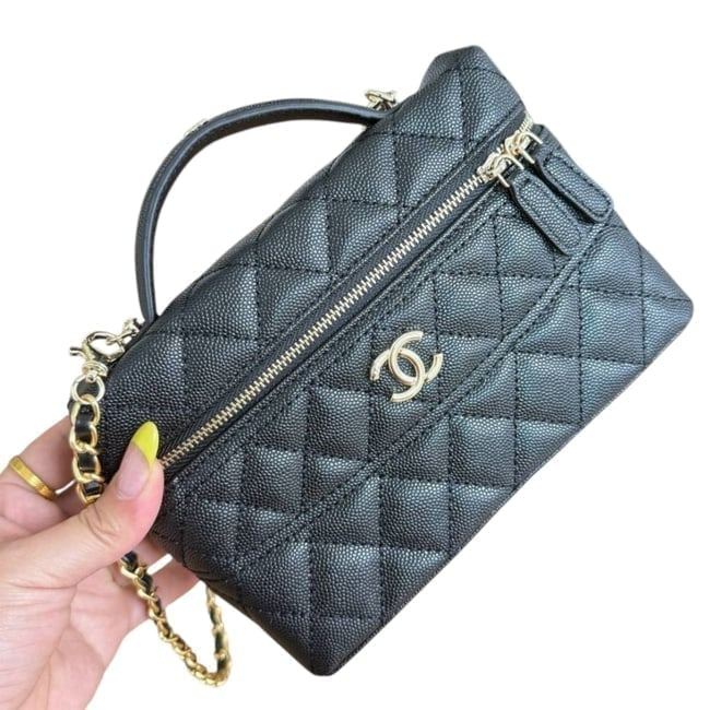 Black Gold Quilted Front Logo Long Vanity | VIP/GWP