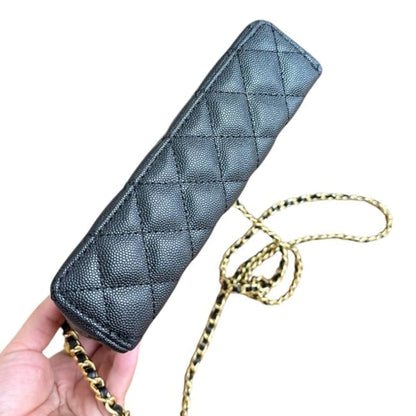 Black Gold Quilted Front Logo Long Vanity | VIP/GWP