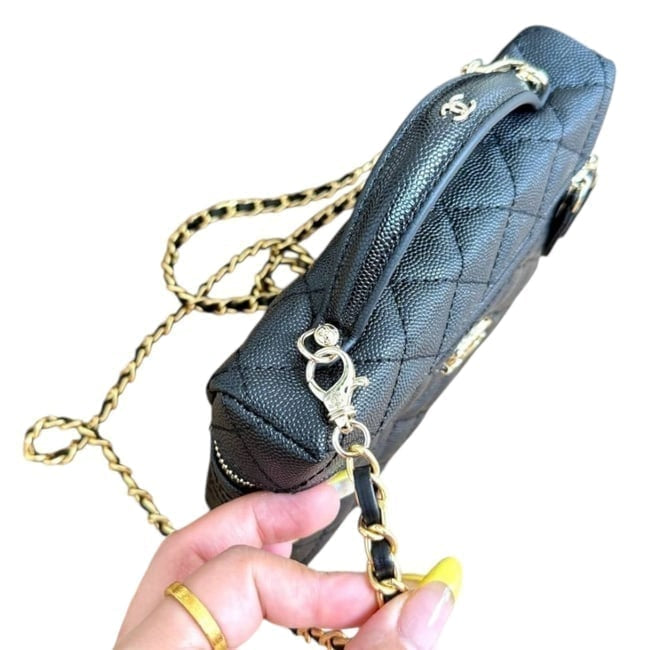 Black Gold Quilted Front Logo Long Vanity | VIP/GWP