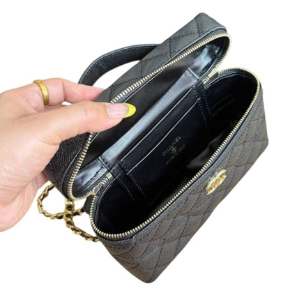 Black Gold Quilted Front Logo Long Vanity | VIP/GWP