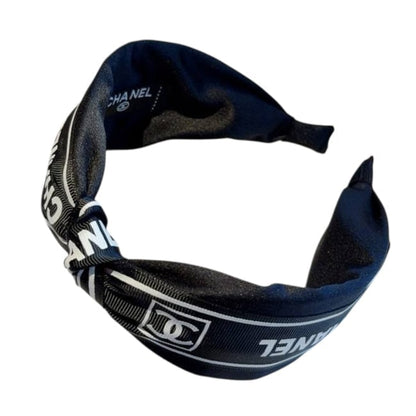 Black White Headband Logo Decorated Ribbon Wrapped| Beaute