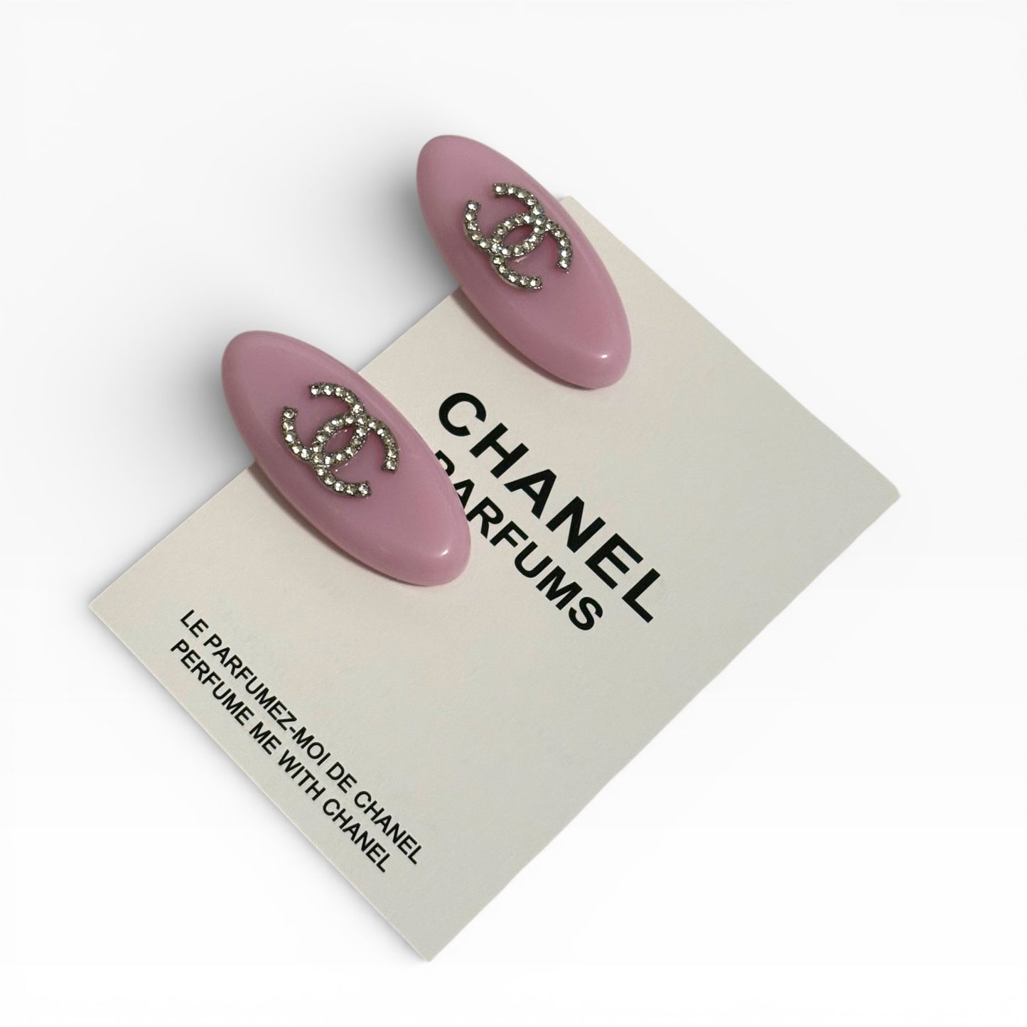 2Pc Large Baby Pink Rhinestone CC Oval Hair Clips | Beaute