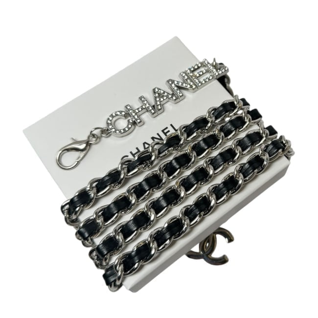 Adjustable Belt Black & Silver Rhinestone Covered | VIP/GWP