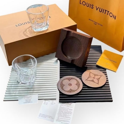 5Pc Custom Glass Monogram Coaster Set w/ Box | VIP/GWP
