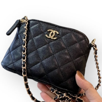 Black Quilted Mini Clutch With Chain Bag | VIP/GWP
