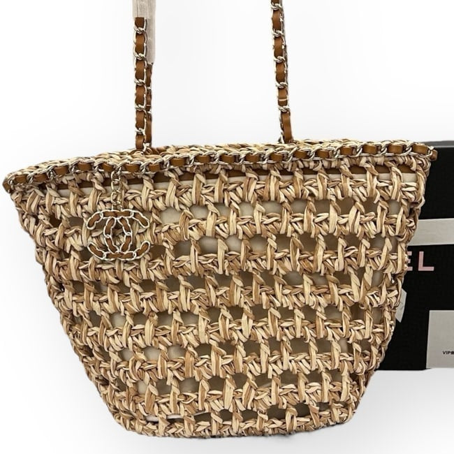 Woven Brown Front CC Charm Tote | VIP/GWP
