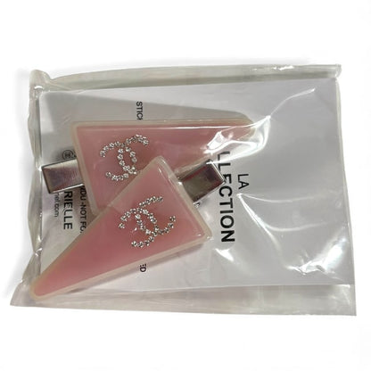 2Pc Large Pink Silver Rhinestone CC Hair Clips | Beaute