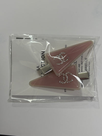2Pc Large Pink Silver Rhinestone CC Hair Clips | Beaute