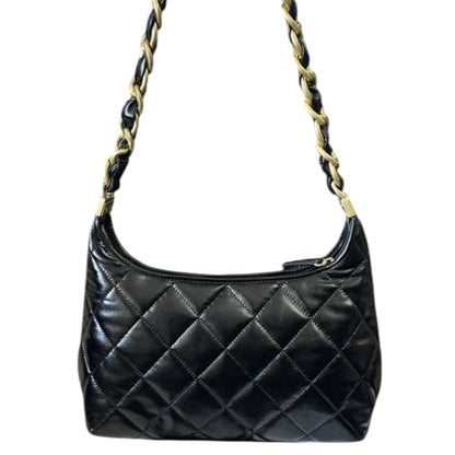 Black Quilted Chunky Chain Hobo Bag | VIP/GWP