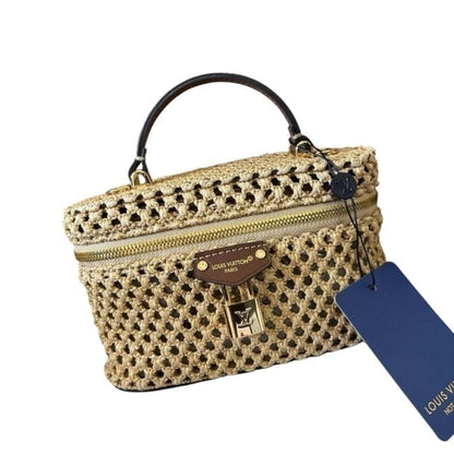 Woven Gold Long Vanity Case, Lock Key, w/ Box Bag | VIP/GWP