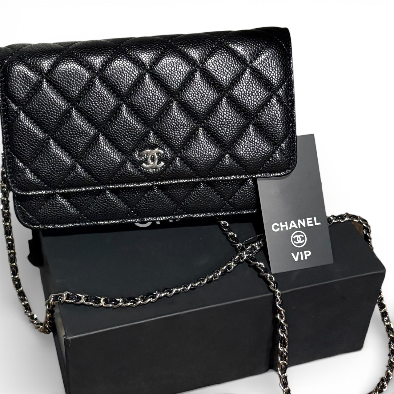 Black Silver Quilted WOC Bag w/ Box | VIP/GWP