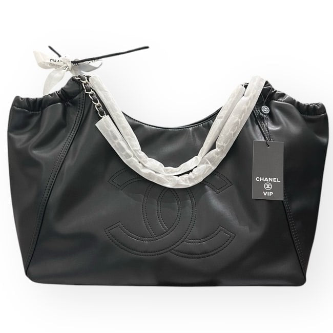 Large Black Silver Modern Chain Hobo Bag | VIP/GWP