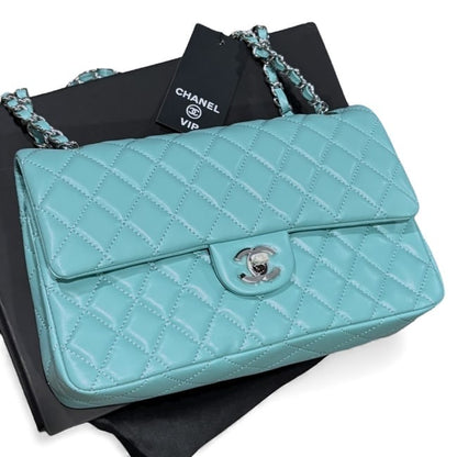 Baby Blue Gold Quilted Classic Flap Bag | VIP/GWP