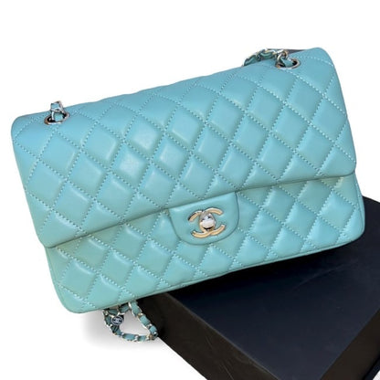 Baby Blue Gold Quilted Classic Flap Bag | VIP/GWP