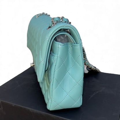 Baby Blue Gold Quilted Classic Flap Bag | VIP/GWP