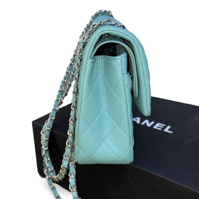 Baby Blue Gold Quilted Classic Flap Bag | VIP/GWP