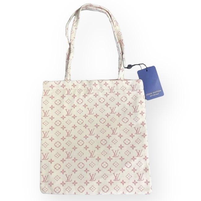 White Pink Soft Wool Monogram Pattern U.L Tote | VIP/GWP