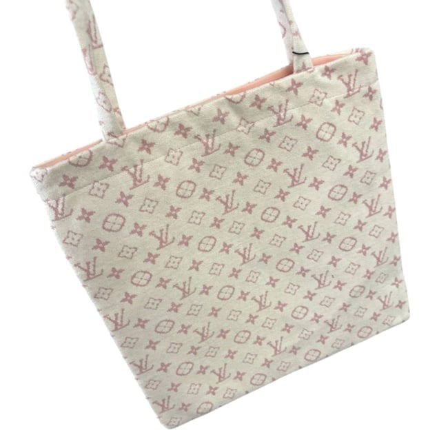 White Pink Soft Wool Monogram Pattern U.L Tote | VIP/GWP