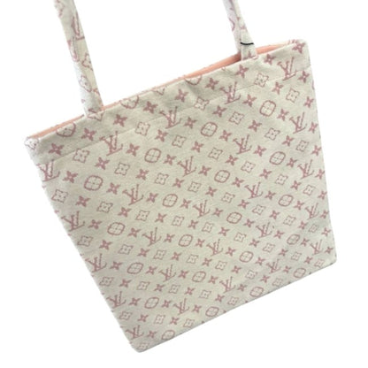 White Pink Soft Wool Monogram Pattern U.L Tote | VIP/GWP