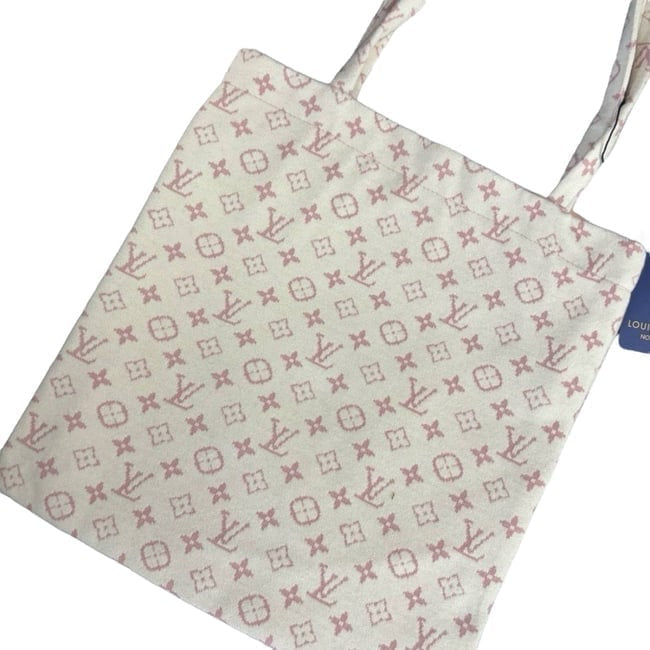 White Pink Soft Wool Monogram Pattern U.L Tote | VIP/GWP