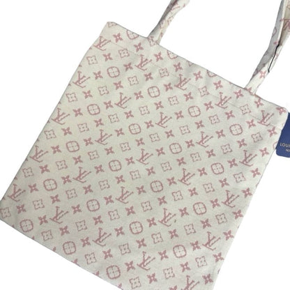 White Pink Soft Wool Monogram Pattern U.L Tote | VIP/GWP