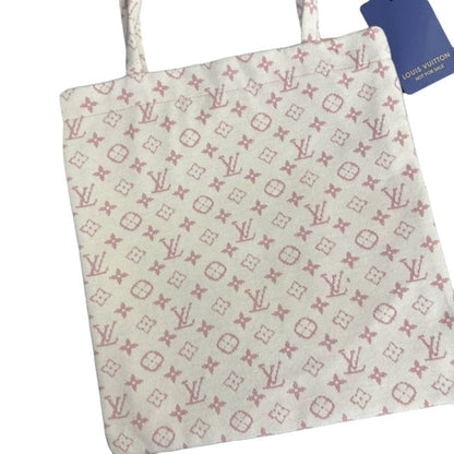 White Pink Soft Wool Monogram Pattern U.L Tote | VIP/GWP