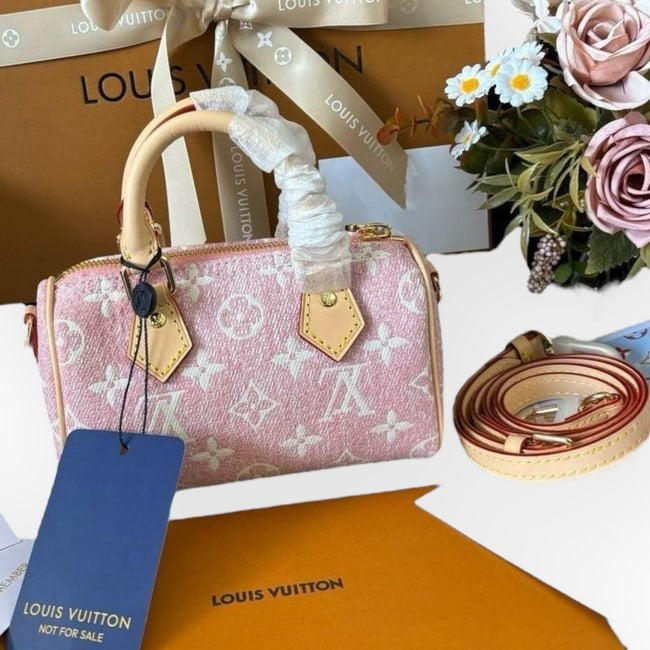 Pink Denim Monogram Nano Speedy Bag w/ Box | VIP/GWP