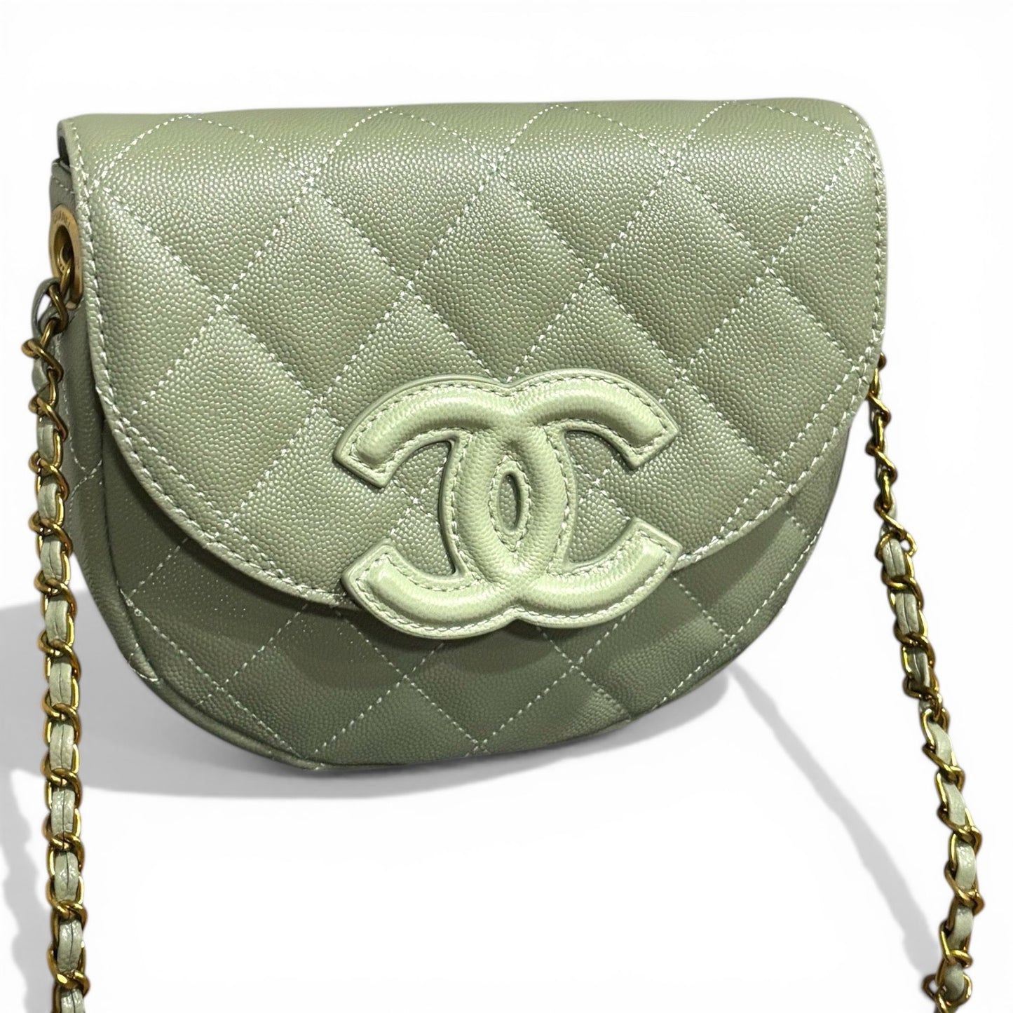 Quilted Seafoam Green Messenger Bag & Dust | VIP/GWP