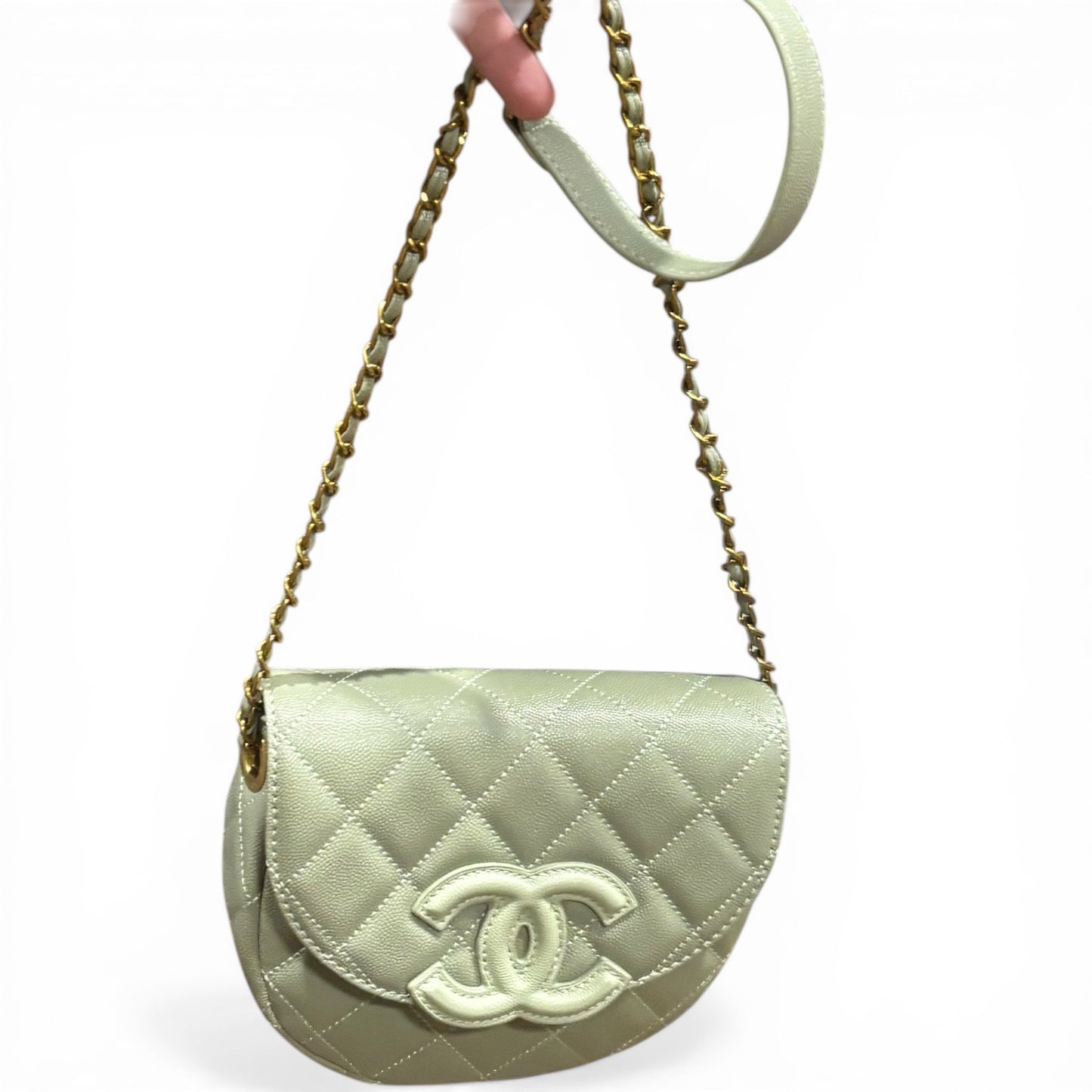 Quilted Seafoam Green Messenger Bag & Dust | VIP/GWP