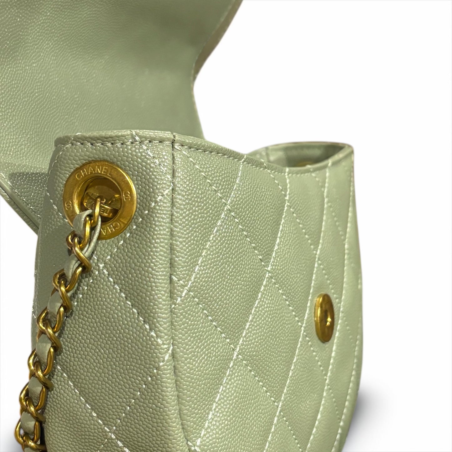 Quilted Seafoam Green Messenger Bag & Dust | VIP/GWP