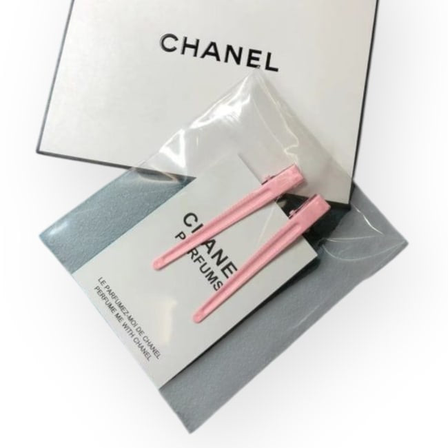 2Pc Set Pink Hot Pink CC Logo Long Rectangle Hair Clips | Beaute