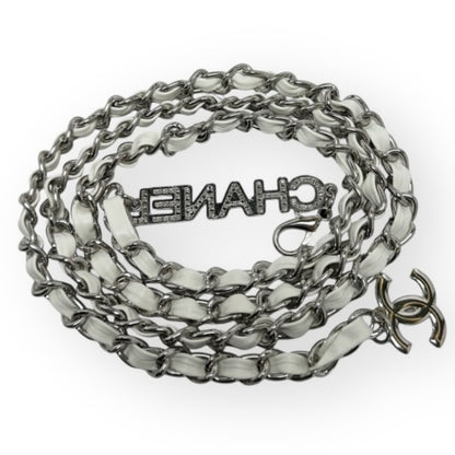 White Silver Rhinestone Covered Logo Belt | VIP/GWP