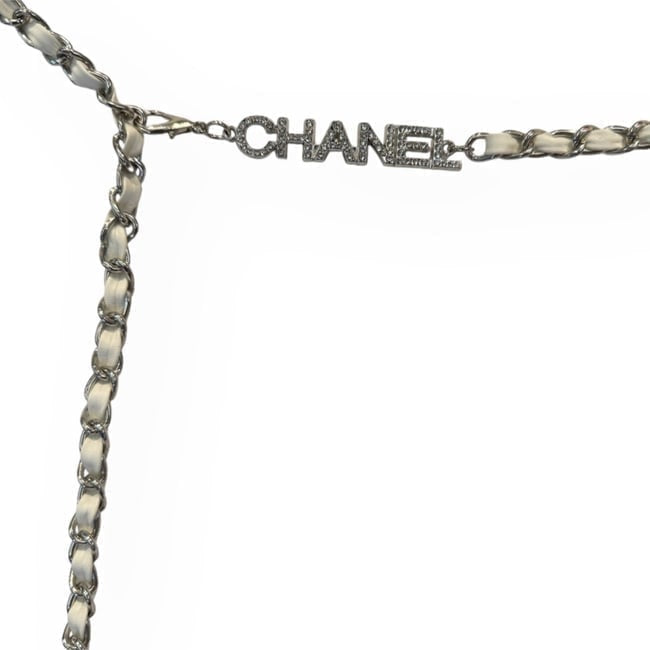 White Silver Rhinestone Covered Logo Belt | VIP/GWP