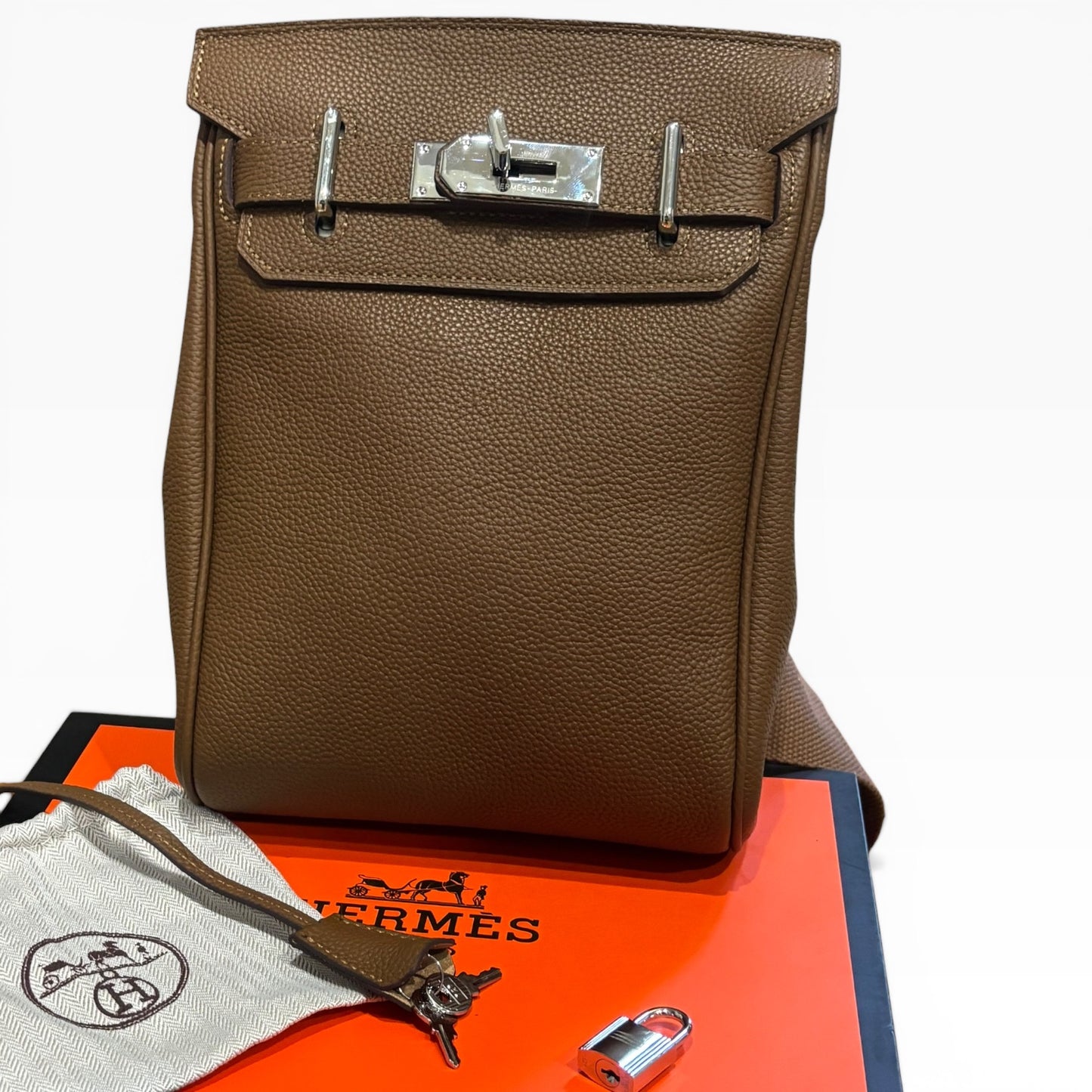 Dark Tan Silver Hac A Dos Bag, Lock & Key | VIP/GWP
