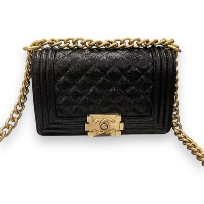Quilted Black Gold Le Boy Bag w/ Box | VIP/GWP