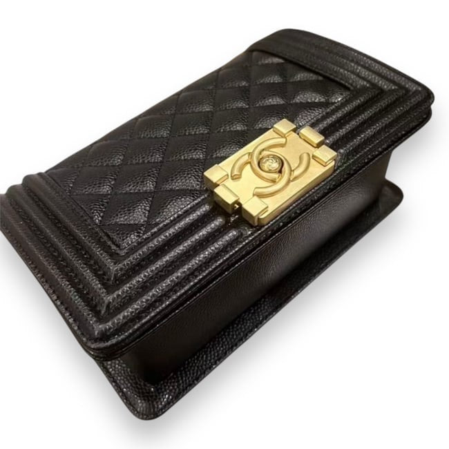 Quilted Black Gold Le Boy Bag w/ Box | VIP/GWP