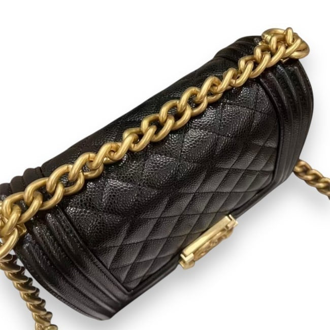 Quilted Black Gold Le Boy Bag w/ Box | VIP/GWP