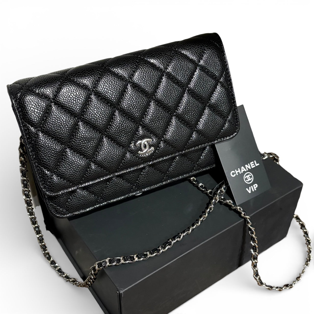 Black Silver Quilted WOC Bag w/ Box | VIP/GWP