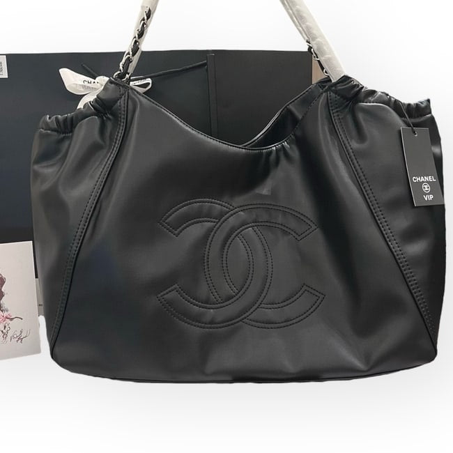 Large Black Silver Modern Chain Hobo Bag | VIP/GWP
