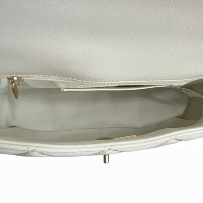 White Quilted Mini Flap Medallion Bag w/ Box | VIP/GWP